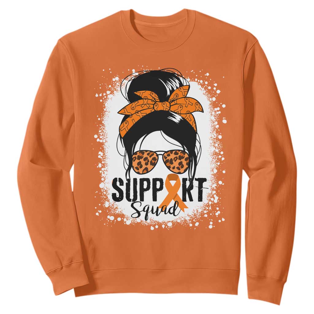 Multiple Sclerosis Awareness Sweatshirt Orange Ribbon Support Squad Messy Bun TS10 Orange Print Your Wear