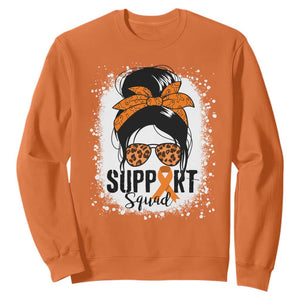 Multiple Sclerosis Awareness Sweatshirt Orange Ribbon Support Squad Messy Bun TS10 Orange Print Your Wear
