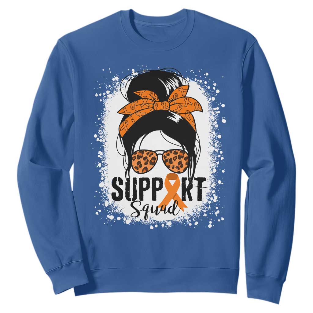 Multiple Sclerosis Awareness Sweatshirt Orange Ribbon Support Squad Messy Bun TS10 Royal Blue Print Your Wear