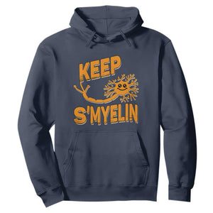 Multiple Sclerosis Awareness Hoodie Orange Ribbon Keep S'Myelin MS Warrior TS10 Navy Print Your Wear