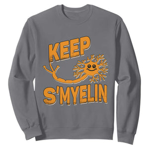 Multiple Sclerosis Awareness Sweatshirt Orange Ribbon Keep S'Myelin MS Warrior TS10 Charcoal Print Your Wear