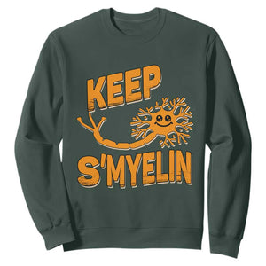 Multiple Sclerosis Awareness Sweatshirt Orange Ribbon Keep S'Myelin MS Warrior TS10 Dark Forest Green Print Your Wear