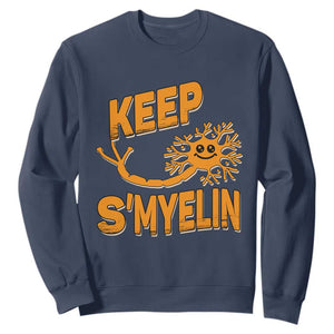 Multiple Sclerosis Awareness Sweatshirt Orange Ribbon Keep S'Myelin MS Warrior TS10 Navy Print Your Wear