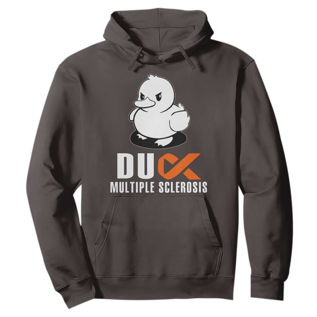 Duck Multiple Sclerosis Awareness Hoodie Orange Ribbon MS Support Squad TS10 Dark Chocolate Print Your Wear