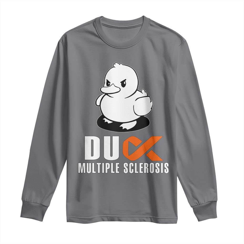 Duck Multiple Sclerosis Awareness Long Sleeve Shirt Orange Ribbon MS Support Squad TS10 Charcoal Print Your Wear