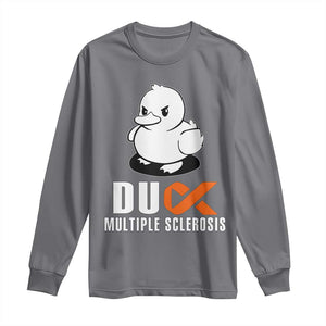 Duck Multiple Sclerosis Awareness Long Sleeve Shirt Orange Ribbon MS Support Squad TS10 Charcoal Print Your Wear