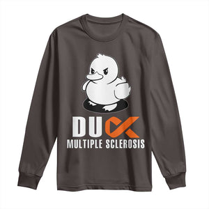 Duck Multiple Sclerosis Awareness Long Sleeve Shirt Orange Ribbon MS Support Squad TS10 Dark Chocolate Print Your Wear