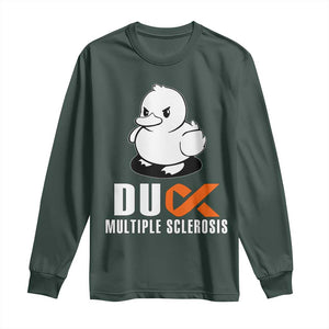 Duck Multiple Sclerosis Awareness Long Sleeve Shirt Orange Ribbon MS Support Squad TS10 Dark Forest Green Print Your Wear