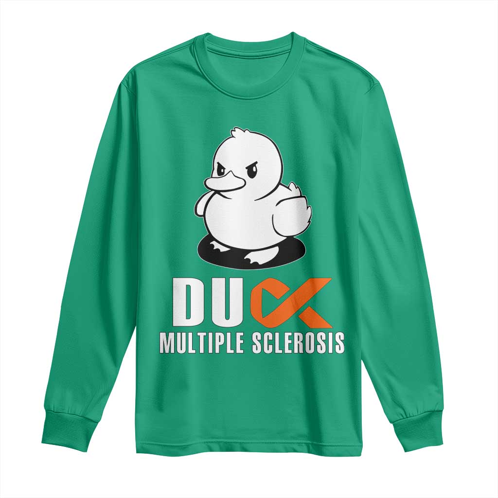 Duck Multiple Sclerosis Awareness Long Sleeve Shirt Orange Ribbon MS Support Squad TS10 Irish Green Print Your Wear