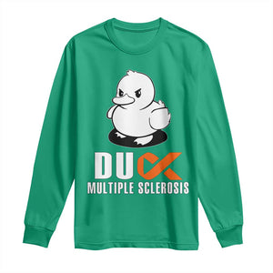 Duck Multiple Sclerosis Awareness Long Sleeve Shirt Orange Ribbon MS Support Squad TS10 Irish Green Print Your Wear