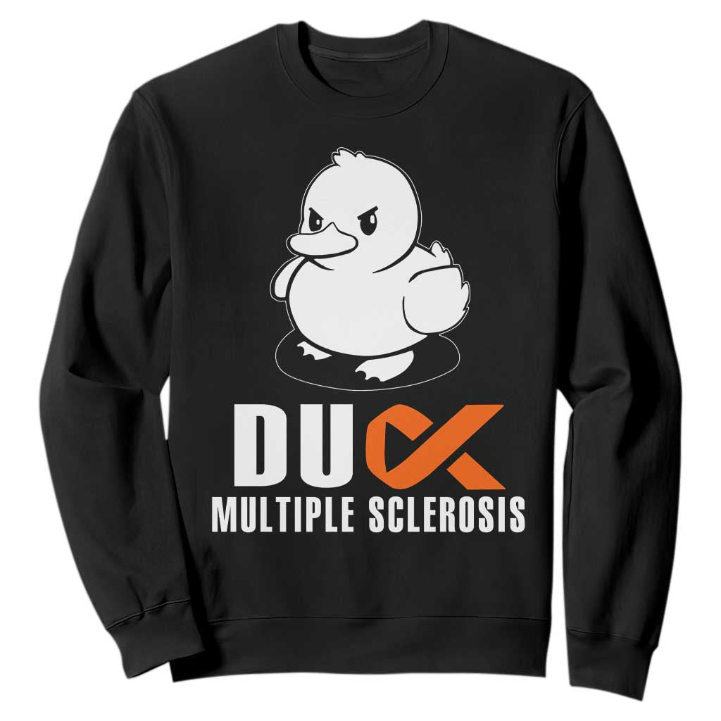 Duck Multiple Sclerosis Awareness Sweatshirt Orange Ribbon MS Support Squad TS10 Black Print Your Wear