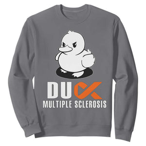 Duck Multiple Sclerosis Awareness Sweatshirt Orange Ribbon MS Support Squad TS10 Charcoal Print Your Wear