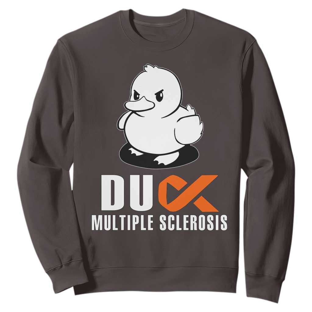 Duck Multiple Sclerosis Awareness Sweatshirt Orange Ribbon MS Support Squad TS10 Dark Chocolate Print Your Wear