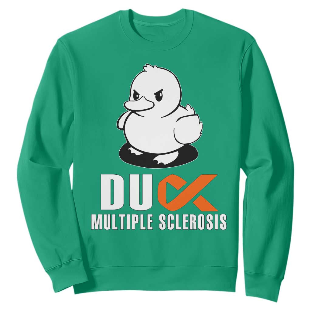 Duck Multiple Sclerosis Awareness Sweatshirt Orange Ribbon MS Support Squad TS10 Irish Green Print Your Wear