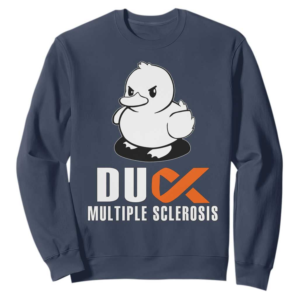 Duck Multiple Sclerosis Awareness Sweatshirt Orange Ribbon MS Support Squad TS10 Navy Print Your Wear