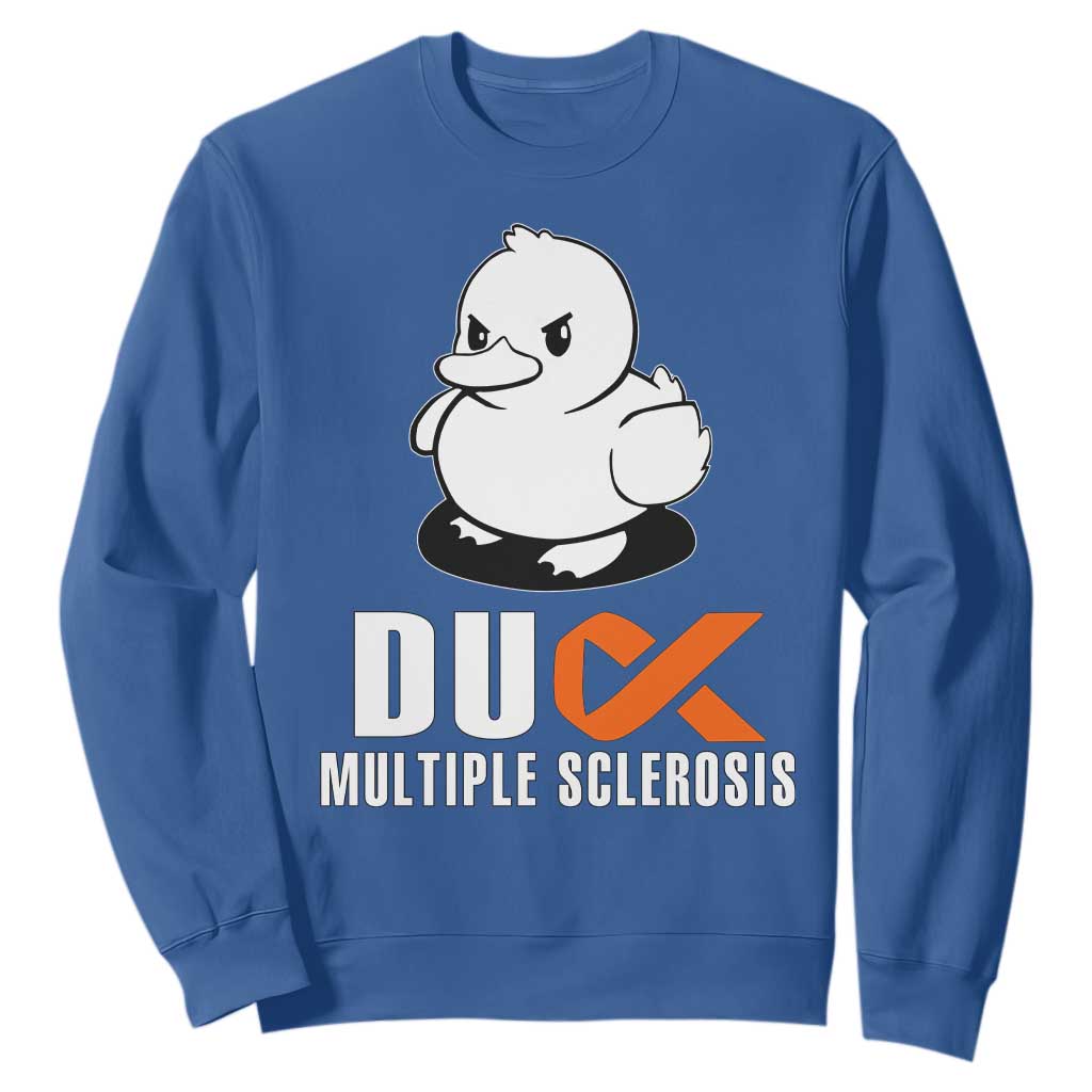Duck Multiple Sclerosis Awareness Sweatshirt Orange Ribbon MS Support Squad TS10 Royal Blue Print Your Wear