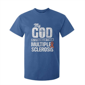 God Stronger Multiple Sclerosis Awareness T Shirt For Kid Orange Ribbon MS Support Squad TS10 Royal Blue Print Your Wear