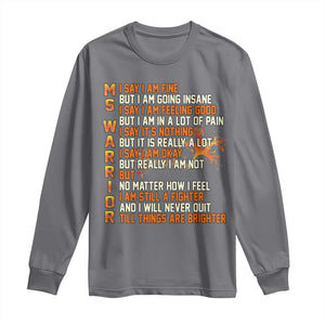 Multiple Sclerosis Awareness Long Sleeve Shirt Fight MS Orange Ribbon TS10 Charcoal Print Your Wear