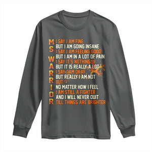 Multiple Sclerosis Awareness Long Sleeve Shirt Fight MS Orange Ribbon TS10 Dark Heather Print Your Wear