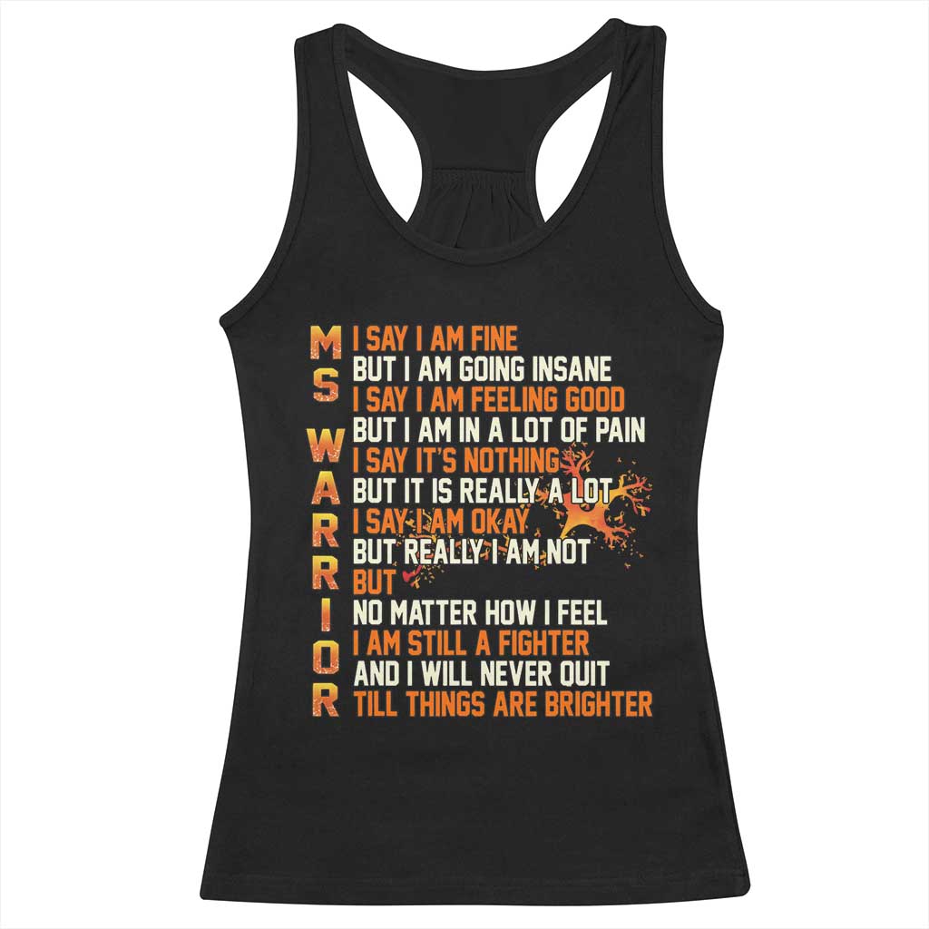 Multiple Sclerosis Awareness Racerback Tank Top Fight MS Orange Ribbon TS10 Black Print Your Wear