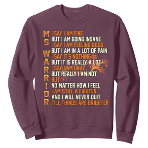 Multiple Sclerosis Awareness Sweatshirt Fight MS Orange Ribbon TS10 Maroon Print Your Wear