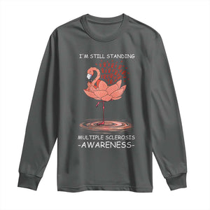 Multiple Sclerosis Survivor Long Sleeve Shirt Fight MS Orange Ribbon TS10 Dark Heather Print Your Wear