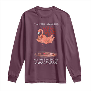 Multiple Sclerosis Survivor Long Sleeve Shirt Fight MS Orange Ribbon TS10 Maroon Print Your Wear