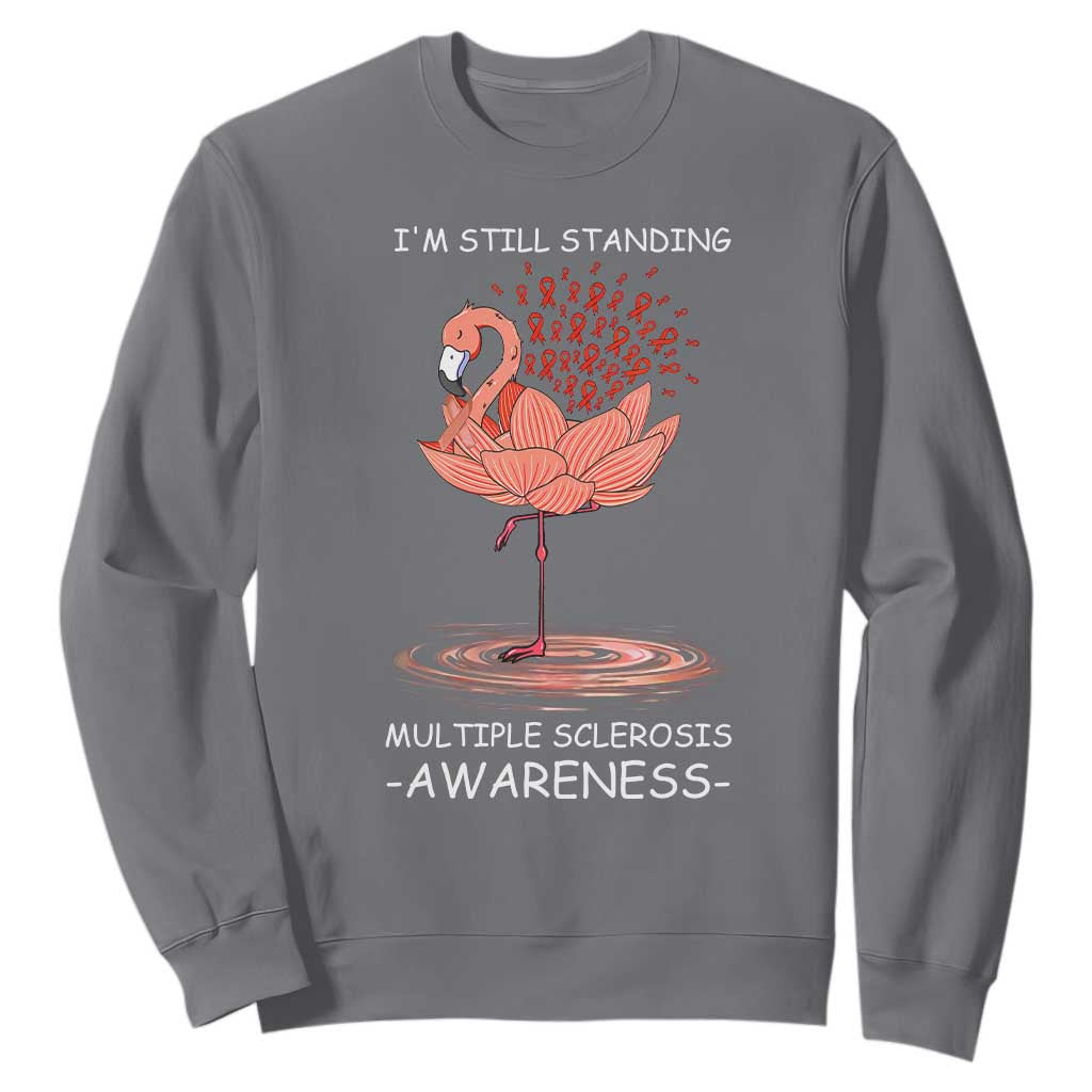 Multiple Sclerosis Survivor Sweatshirt Fight MS Orange Ribbon TS10 Charcoal Print Your Wear