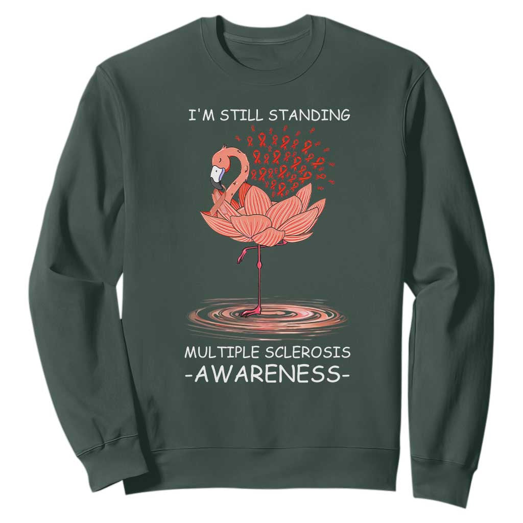 Multiple Sclerosis Survivor Sweatshirt Fight MS Orange Ribbon TS10 Dark Forest Green Print Your Wear