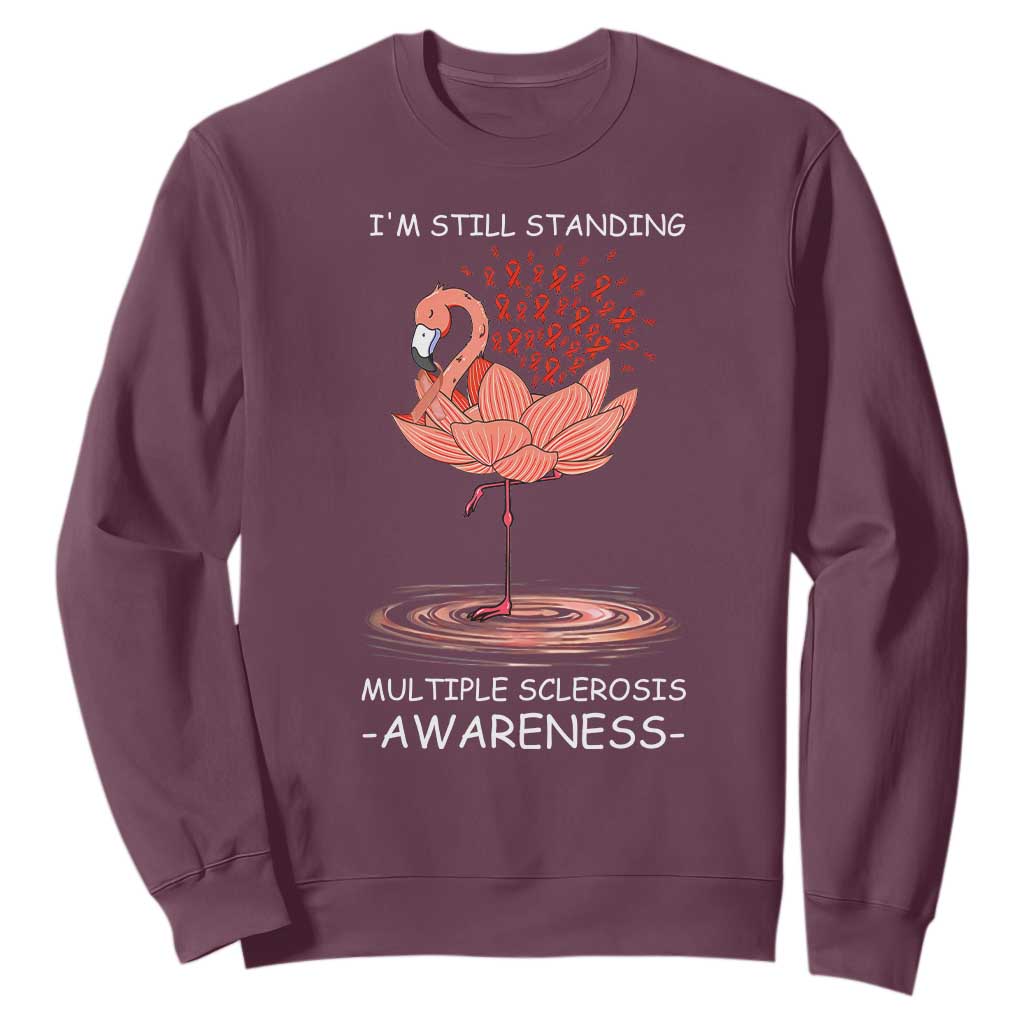 Multiple Sclerosis Survivor Sweatshirt Fight MS Orange Ribbon TS10 Maroon Print Your Wear
