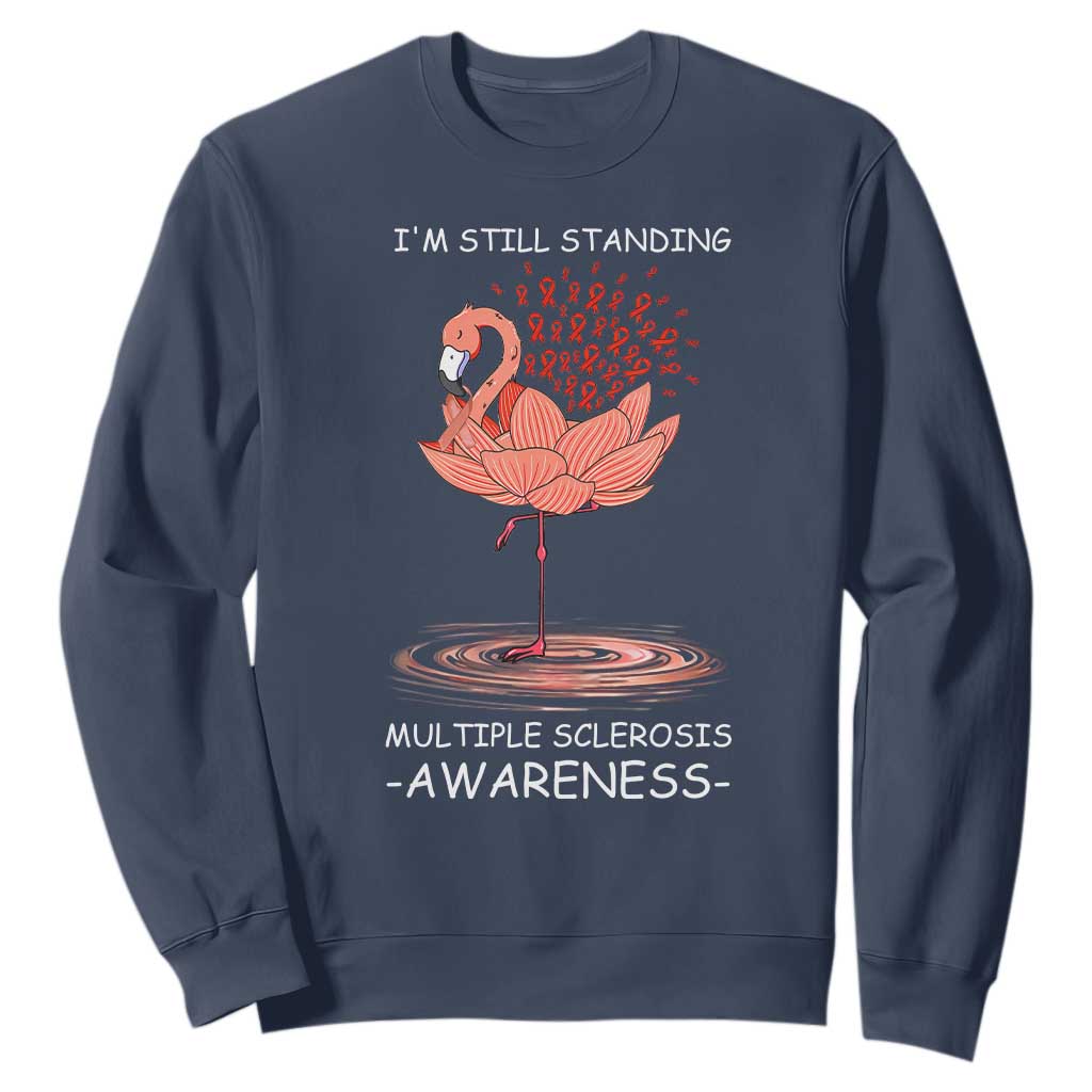 Multiple Sclerosis Survivor Sweatshirt Fight MS Orange Ribbon TS10 Navy Print Your Wear