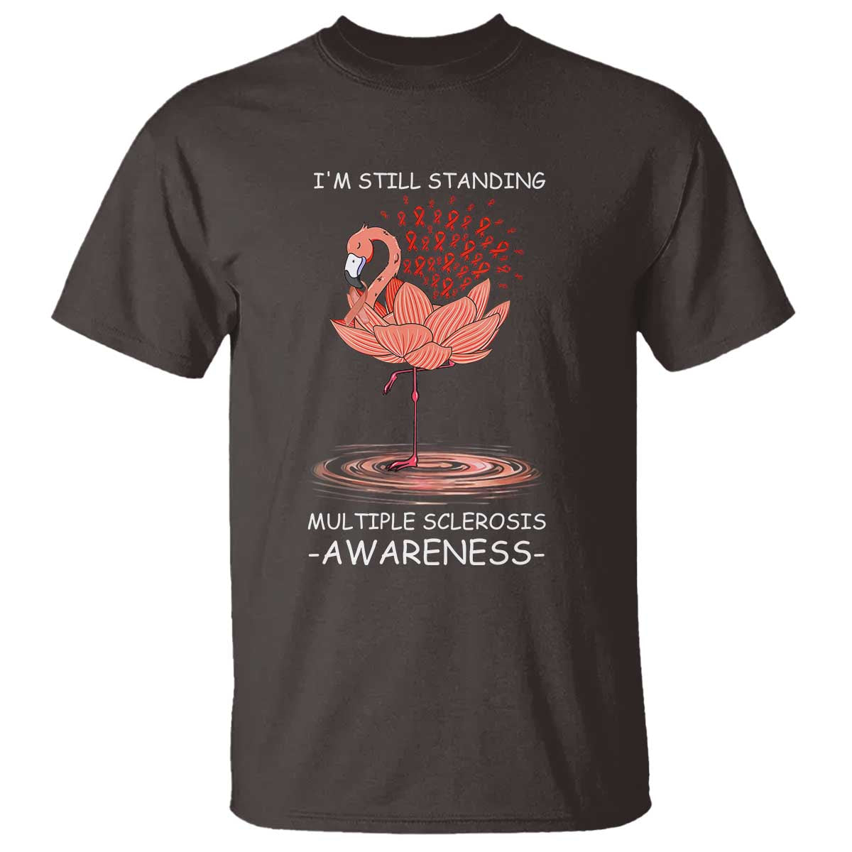 Multiple Sclerosis Survivor T Shirt Fight MS Orange Ribbon TS10 Dark Chocolate Print Your Wear