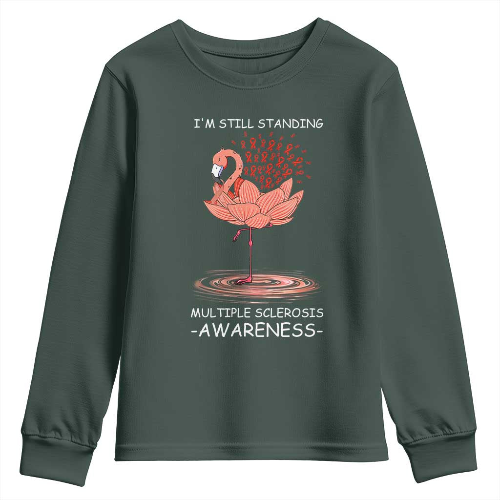 Multiple Sclerosis Survivor Youth Sweatshirt Fight MS Orange Ribbon TS10 Dark Forest Green Print Your Wear
