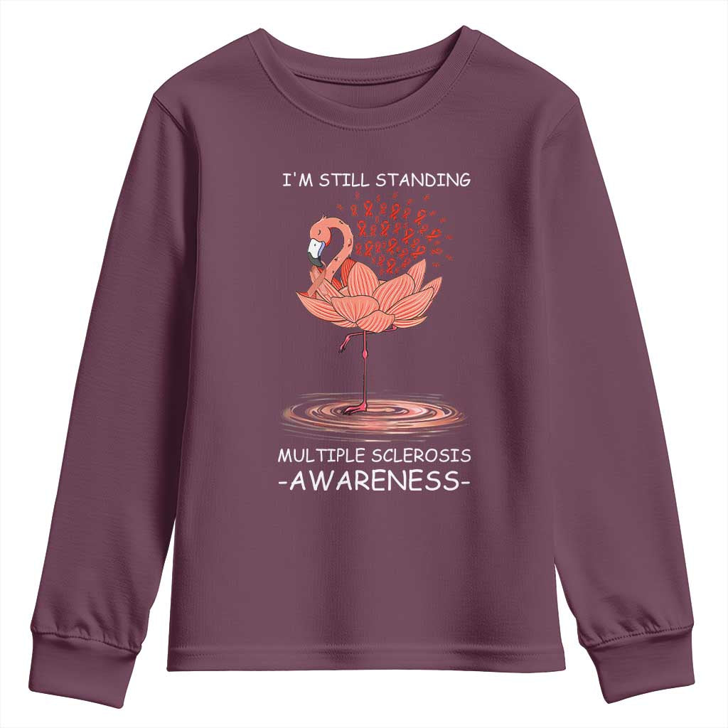 Multiple Sclerosis Survivor Youth Sweatshirt Fight MS Orange Ribbon TS10 Maroon Print Your Wear