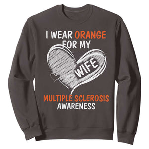 Multiple Sclerosis Awareness Sweatshirt Orange Ribbon I Wear Orange For My Wife TS10 Dark Chocolate Print Your Wear