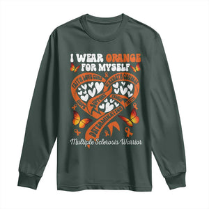 Multiple Sclerosis Awareness Long Sleeve Shirt I Wear Orange For Myself MS Warrior TS10 Dark Forest Green Print Your Wear