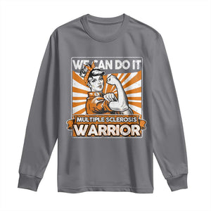 Multiple Sclerosis Awareness Long Sleeve Shirt Orange Ribbon MS Warrior Support Squad TS10 Charcoal Print Your Wear