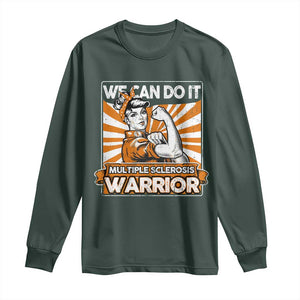 Multiple Sclerosis Awareness Long Sleeve Shirt Orange Ribbon MS Warrior Support Squad TS10 Dark Forest Green Print Your Wear