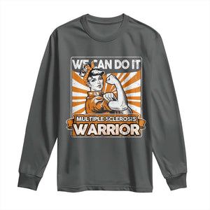 Multiple Sclerosis Awareness Long Sleeve Shirt Orange Ribbon MS Warrior Support Squad TS10 Dark Heather Print Your Wear