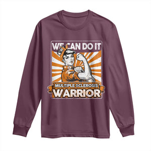 Multiple Sclerosis Awareness Long Sleeve Shirt Orange Ribbon MS Warrior Support Squad TS10 Maroon Print Your Wear