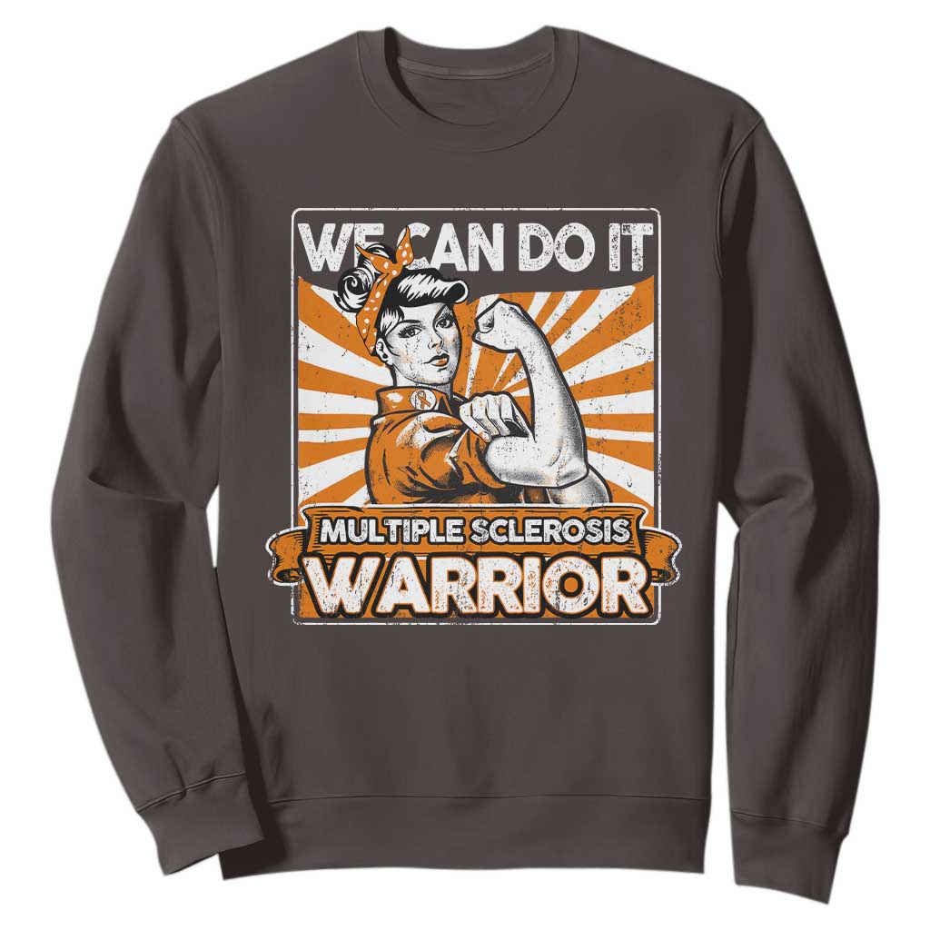 Multiple Sclerosis Awareness Sweatshirt Orange Ribbon MS Warrior Support Squad TS10 Dark Chocolate Print Your Wear