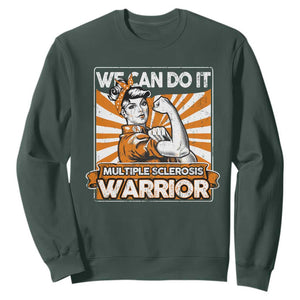 Multiple Sclerosis Awareness Sweatshirt Orange Ribbon MS Warrior Support Squad TS10 Dark Forest Green Print Your Wear