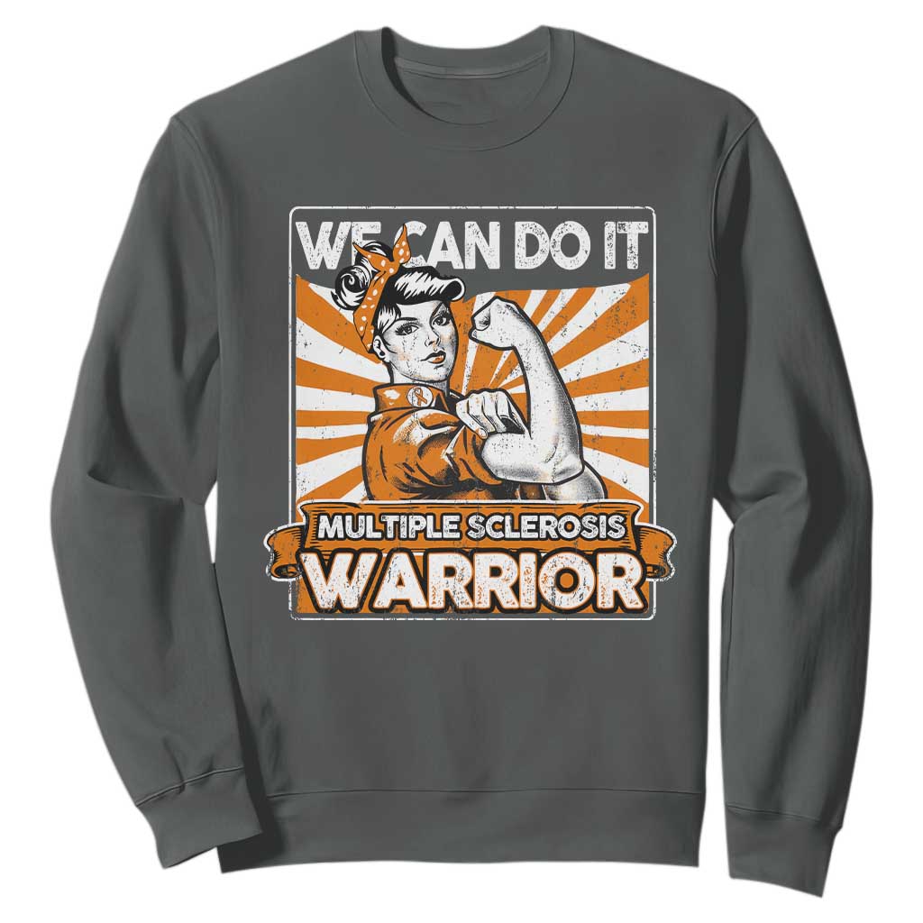 Multiple Sclerosis Awareness Sweatshirt Orange Ribbon MS Warrior Support Squad TS10 Dark Heather Print Your Wear