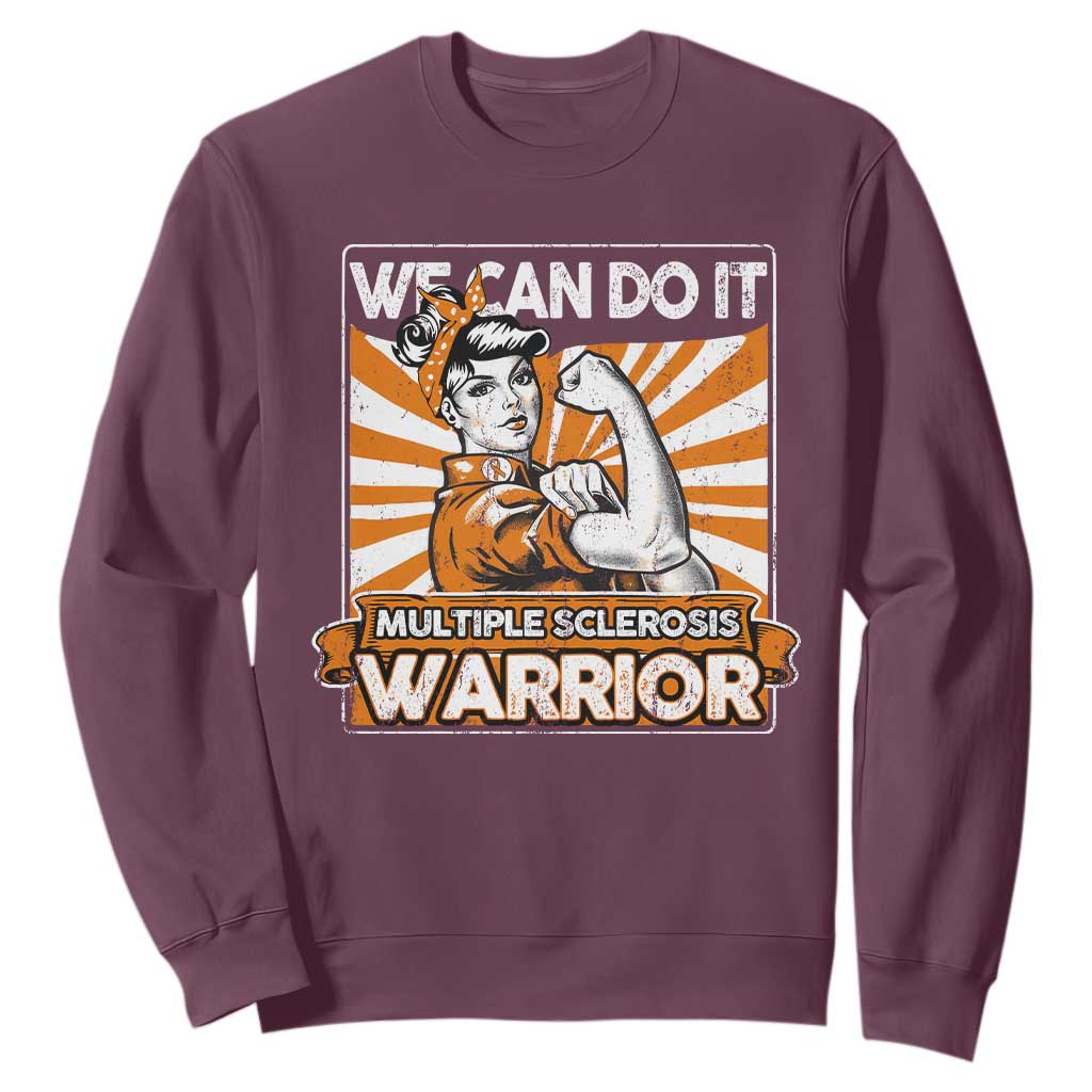 Multiple Sclerosis Awareness Sweatshirt Orange Ribbon MS Warrior Support Squad TS10 Maroon Print Your Wear