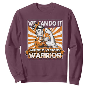 Multiple Sclerosis Awareness Sweatshirt Orange Ribbon MS Warrior Support Squad TS10 Maroon Print Your Wear