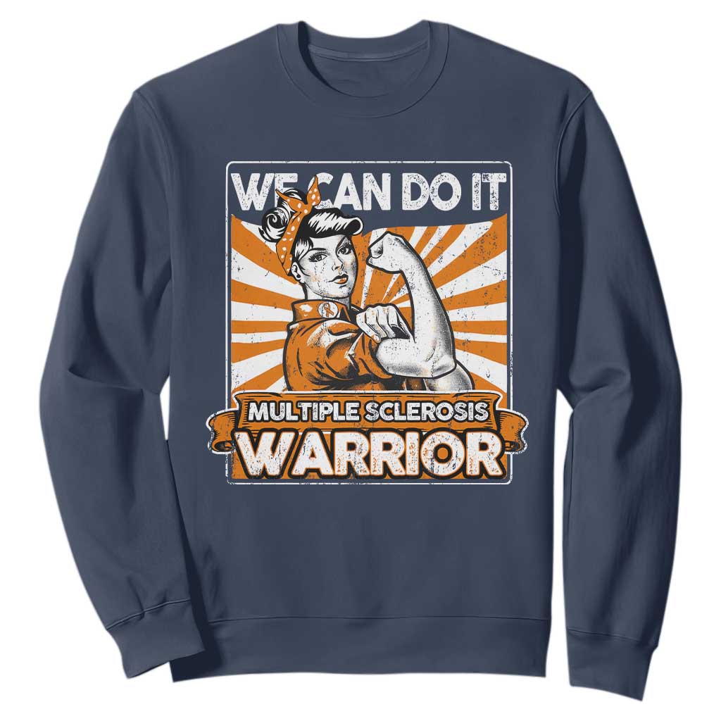 Multiple Sclerosis Awareness Sweatshirt Orange Ribbon MS Warrior Support Squad TS10 Navy Print Your Wear