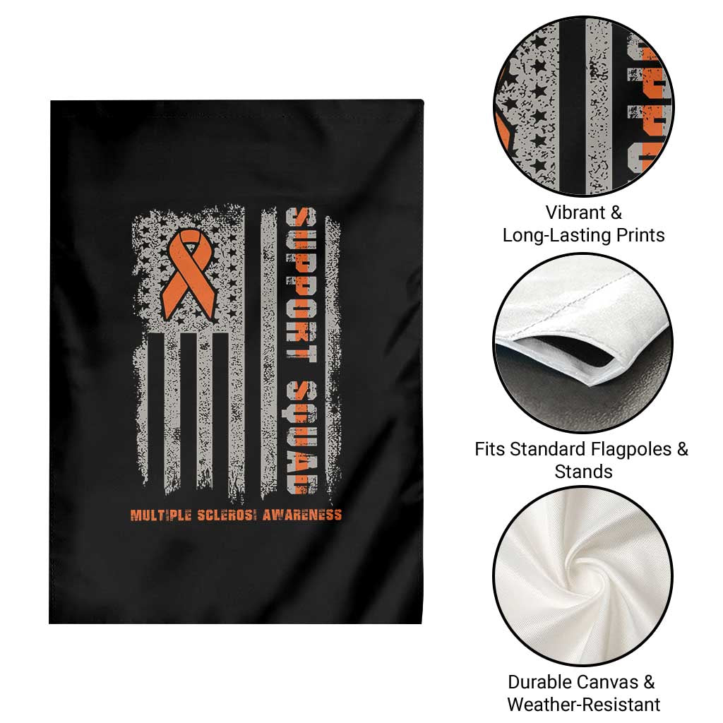 MS Support Squad Garden Flag Orange Ribbon Multiple Sclerosis Awareness USA Flag TS10 Print Your Wear