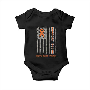MS Support Squad Baby Onesie Orange Ribbon Multiple Sclerosis Awareness USA Flag TS10 Black Print Your Wear