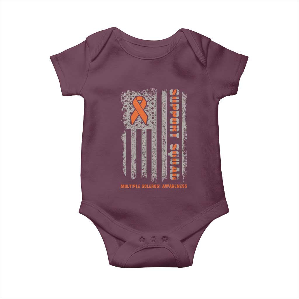 MS Support Squad Baby Onesie Orange Ribbon Multiple Sclerosis Awareness USA Flag TS10 Maroon Print Your Wear