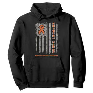 MS Support Squad Hoodie Orange Ribbon Multiple Sclerosis Awareness USA Flag TS10 Black Print Your Wear